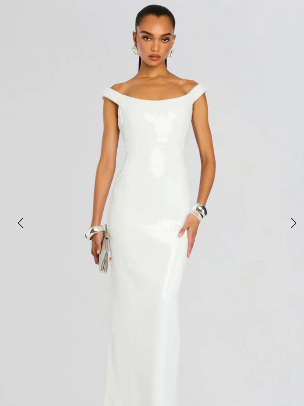 NWT Retrofete white Sequined Jazmina Gown, xsmall